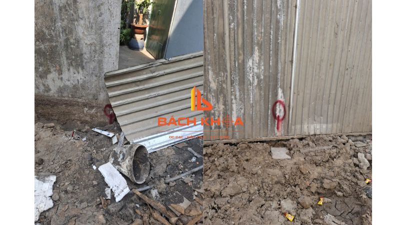 Xịt sơn đỏ đánh dấu mốc ranh 