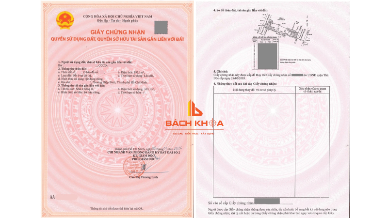 Sổ mới sau khi được Bách Khoa đo vẽ hiện trạng