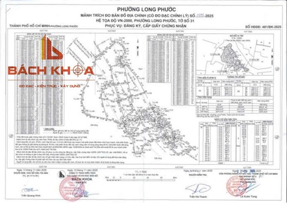 Bản vẽ sơ đồ nhà đất do Bách Khoa đo vẽ kiểm định