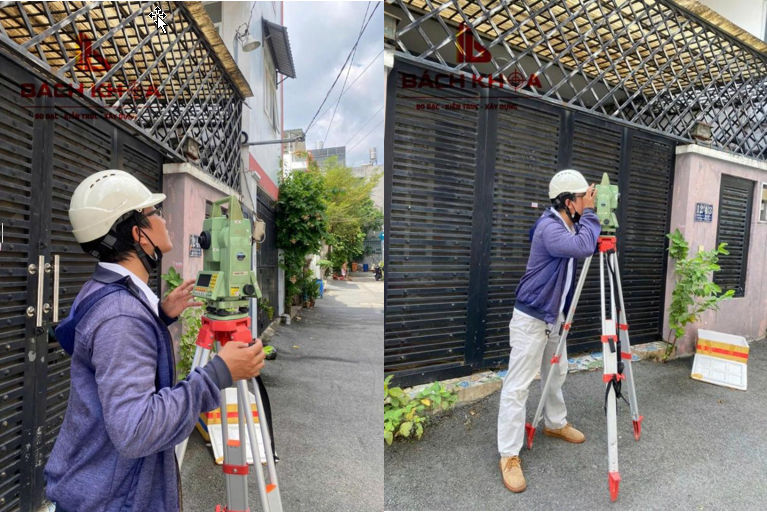 Kỹ sư Bách Khoa đang đo đạc xác định diện tích thực tế